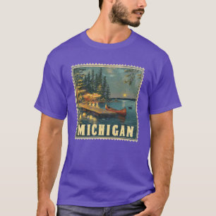 Camiseta Selo de Michigan Estado Angustiado Vintage Estados