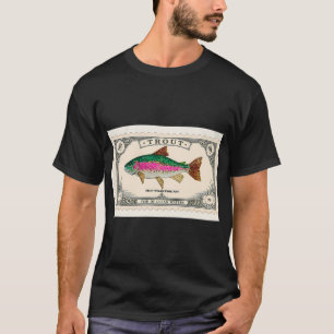 Camiseta Selo de pesca de truta com truta arco-íris
