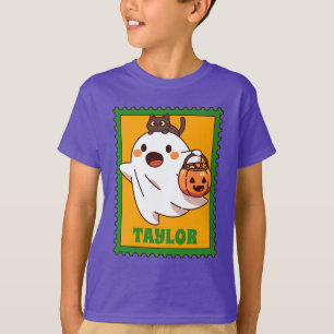 Camiseta Selo de texto personalizado para Halloween com fan