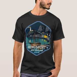 Camiseta Selo de Viagem Antigo Kingsport New England Harbor