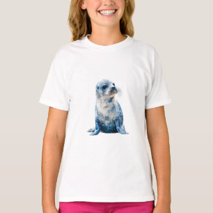 Camiseta Selo Infantil Manchado Azul Aquarela Sonhadora