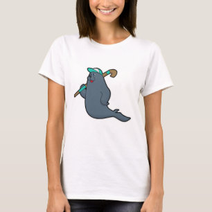 Camiseta Selo no Hockey com palito de Hockey