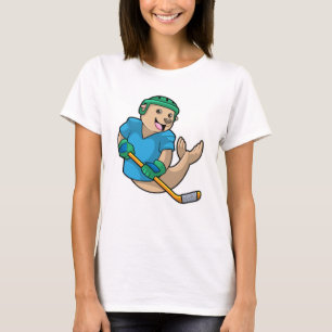 Camiseta Selo no hóquei no gelo com vaso de hóquei no gelo