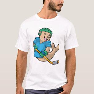 Camiseta Selo no hóquei no gelo com vaso de hóquei no gelo