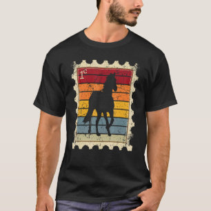 Camiseta Selo Postal Com Um Cavalo Pôr do Sol