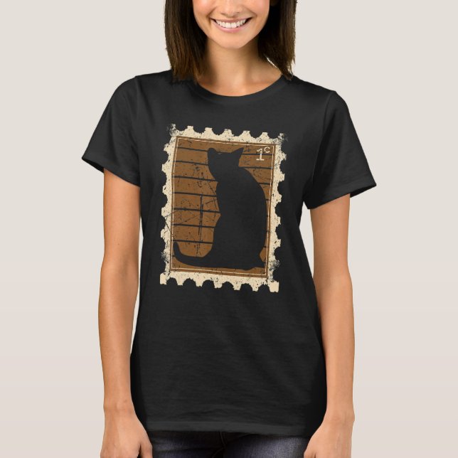 Camiseta Selo Postal Com Um Gato 1 (Frente)