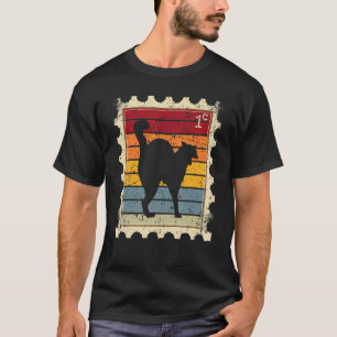 Camiseta Selo Postal Com Um Gato Do Pôr Do Sol