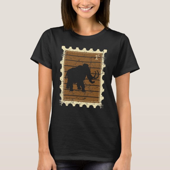 Camiseta Selo Postal Com Um Mamute (Frente)