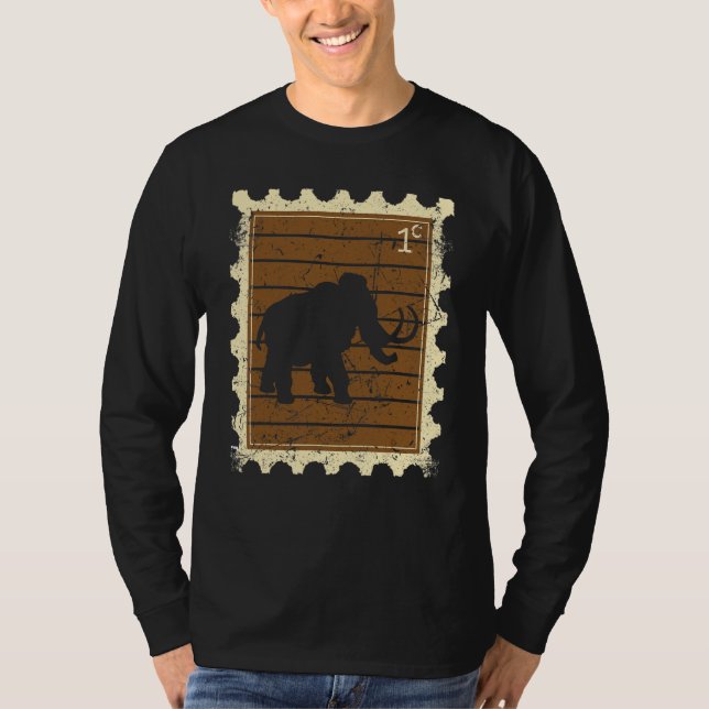 Camiseta Selo Postal Com Um Mamute (Frente)