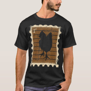 Camiseta Selo Postal Com Uma Galinha