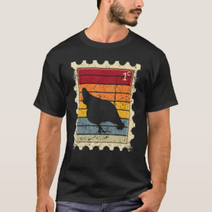 Camiseta Selo Postal Com Uma Galinha Do Pôr do Sol 1