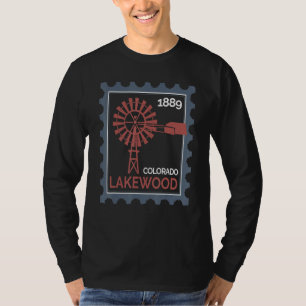Camiseta Selo Postal Com Uma Velha Turbina Eólica Em Lakewo