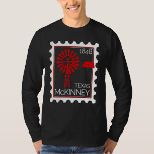 Camiseta Selo Postal Com Uma Velha Turbina Eólica Em Mckinn