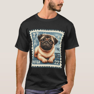 Camiseta selo postal do cão Pug