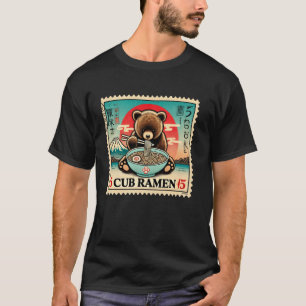 Camiseta Selo Postal Japonês Mt. Fuji Pôr do Sol Urso Filho