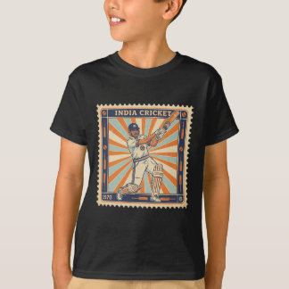 Camiseta Selo Vintage Críquete Índia Esportes Retrô Postage