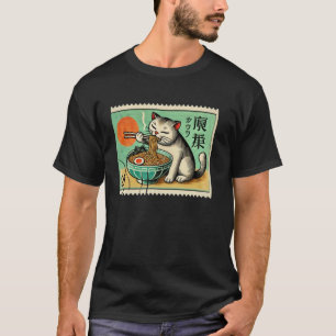 Camiseta Selos de Correio do Pôr do Sol de Macarrão Japonês