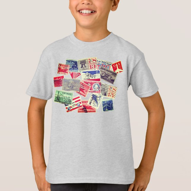 Camiseta Selos Postais Aéreos Antigos (Frente)