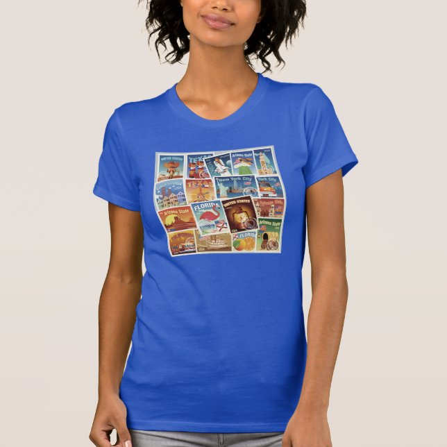 Camiseta Selos postais dos Estados Unidos (Frente)