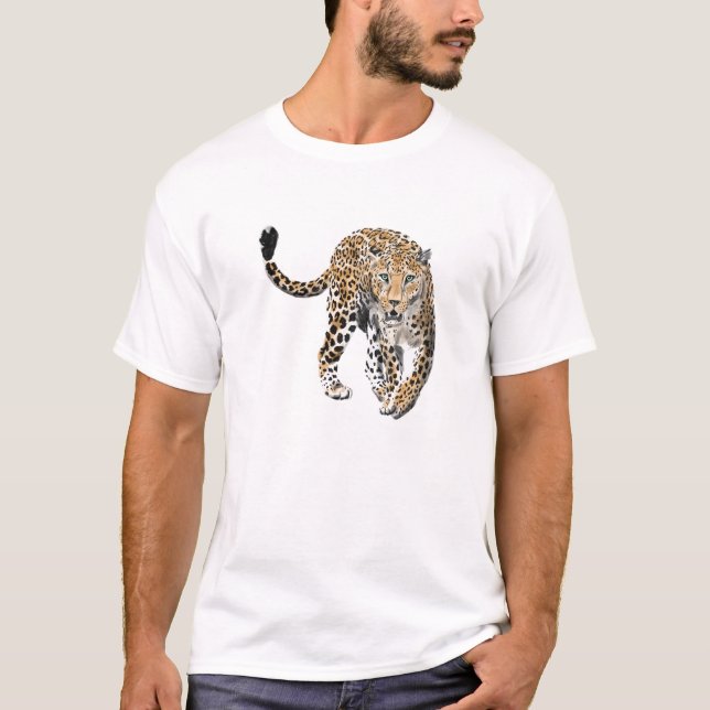 Camiseta selva de leopardo-d-água pintada de verde-animal (Frente)