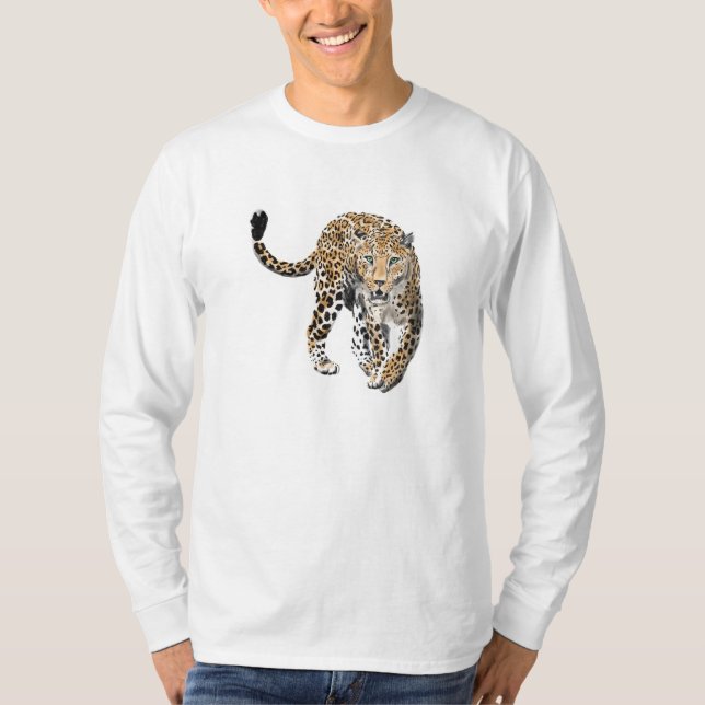 Camiseta selva de leopardo-d-água pintada de verde-animal (Frente)