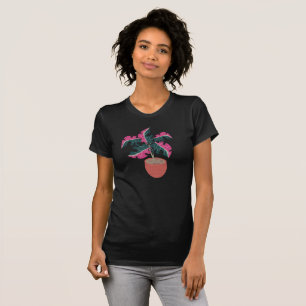 Camiseta Selva e Folhas Rosa Monstera Tropicais