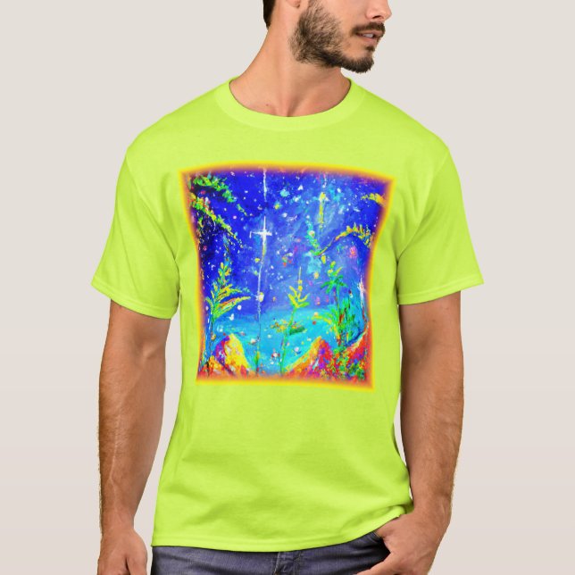 Camiseta "Selva Estrelada" Pintura Bonita. Comprar Agora (Frente)