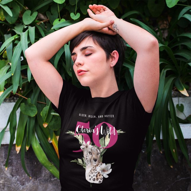 Camiseta Selva Selvagem Selvagem Leopardo Rosa 50º Aniversá (Criador carregado)