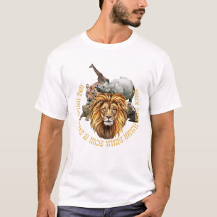 Camiseta Selva Selvagem Selvagem Selvagem com Leão Majestos
