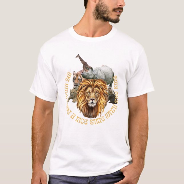 Camiseta Selva Selvagem Selvagem Selvagem com Leão Majestos (Frente)