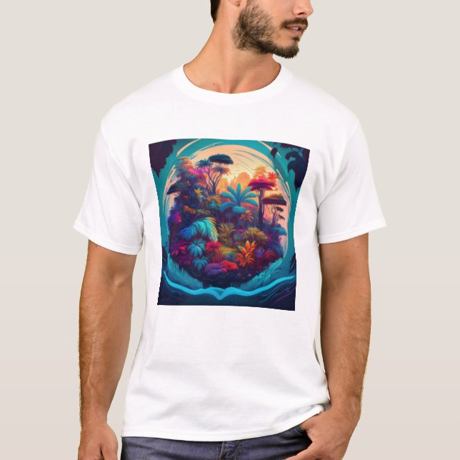 Camiseta Selva Vibrante - Design de Natureza Lush (Frente)