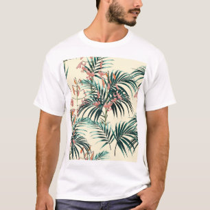 Camiseta Selva Vintage: Verde Escuro, Lily Laranja.