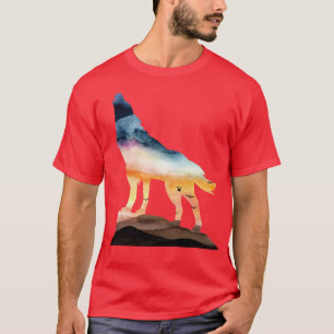 Camiseta Selvagem Animal Sunset Howling Wolf