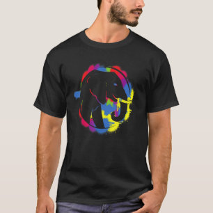 Camiseta Selvagem de Elefantes Coloridos Animais Selvagens