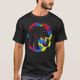 Camiseta Selvagem de Elefantes Coloridos Animais Selvagens