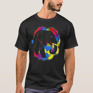 Camiseta Selvagem de Elefantes Coloridos Animais Selvagens