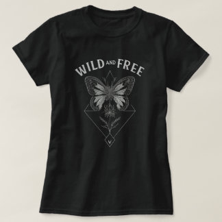 Camiseta Selvagem e Livre | Arte de Borboleta Boêmia Desenh