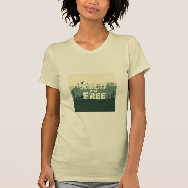 Camiseta Selvagem e livre - Camisa-T feminina boêmica (Frente)