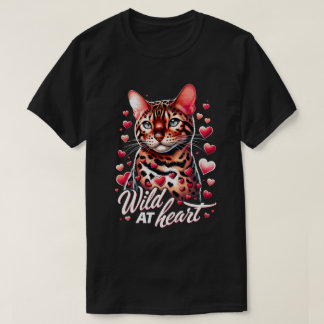 Camiseta Selvagem no Coração - Tee de Amor de Gato Bengala