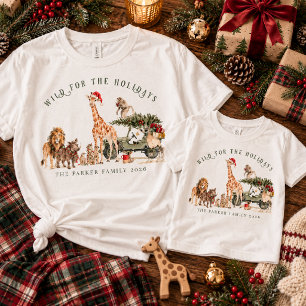 Camiseta Selvagem para as Festividades Aquarela Safari Famí