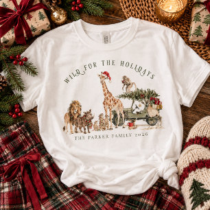 Camiseta Selvagem para as Festividades Aquarela Safari Famí