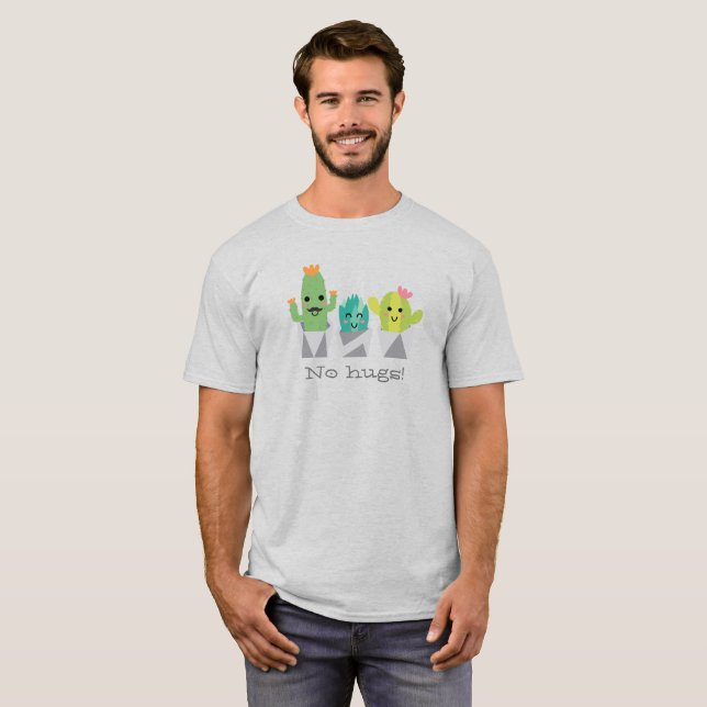 Camiseta "Sem abraços!" T-Shirt da família de cactos sorrid (Frente Completa)