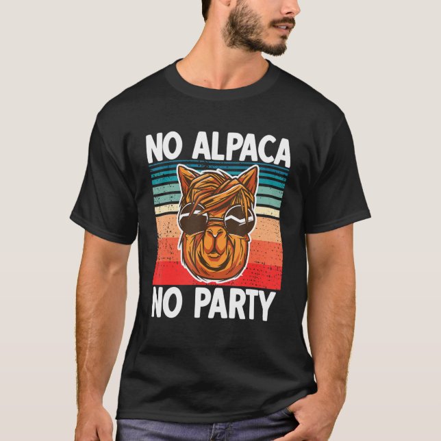 Camiseta Sem Alpaca Nenhuma Festa Engraçada Alpaca Com Ócul (Frente)
