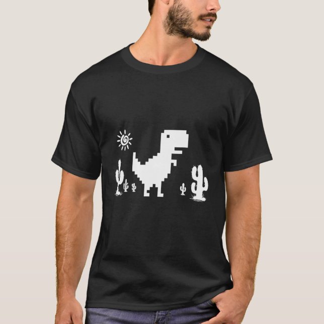 Camiseta Sem Conexão com a Internet Dinossauro 8 Bits Pixel (Frente)