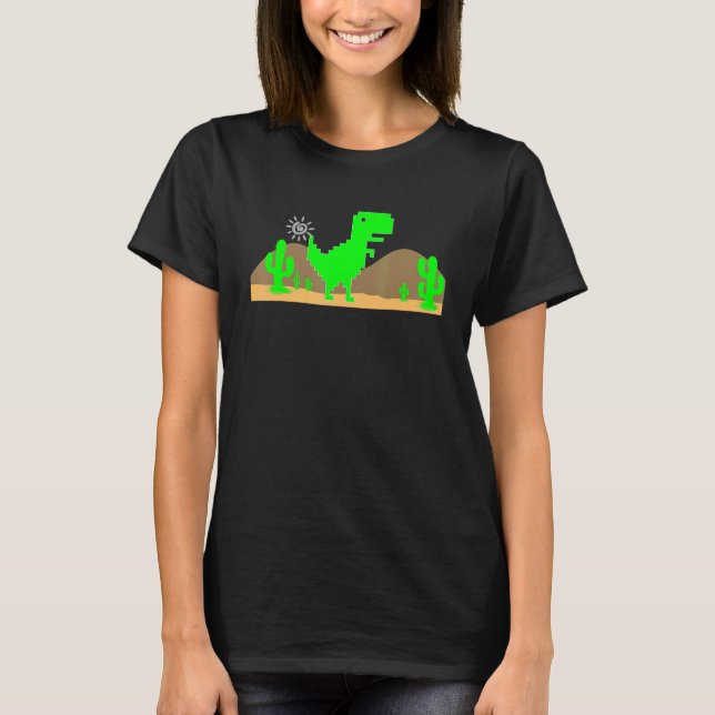 Camiseta Sem Conexão com a Internet Dinossauro 8 Bits Pixel (Frente)