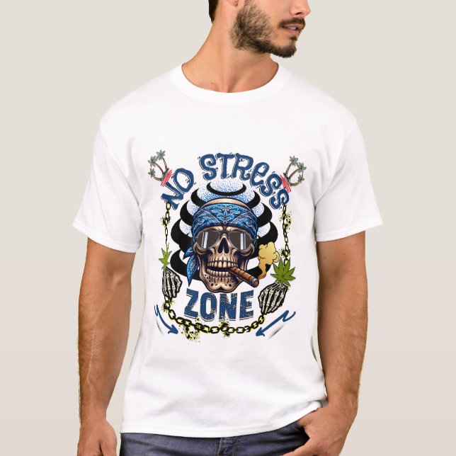 Camiseta Sem Crânio De Fumagem De Zona De Estresse (Frente)
