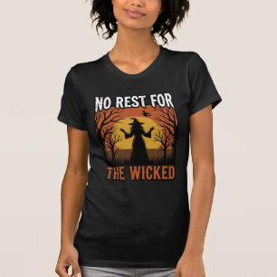 Camiseta Sem Descanso Para Os Ímpios Bruxa Vintage Desenho 