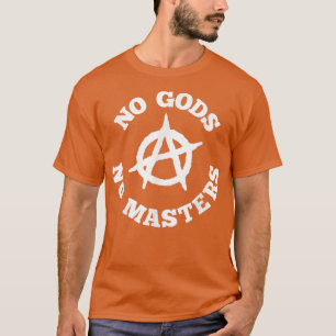 Camiseta Sem deuses Sem Mestrados Símbolo Anarquista Atheis