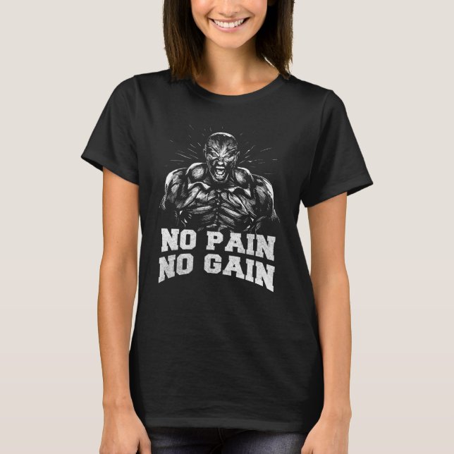 Camiseta Sem Dor Não Ganhe Gym Muskel Construindo Crianças  (Frente)