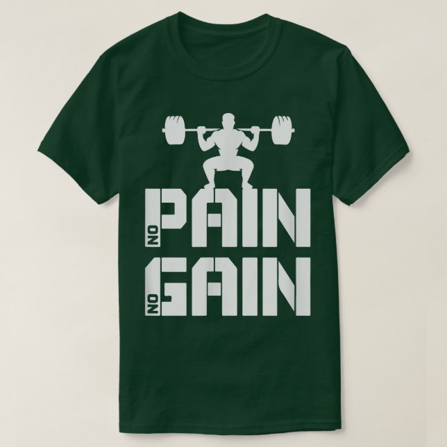 Camiseta Sem Dor Sem Ganho Motivação de Gym Quadrado para P (Frente do Design)